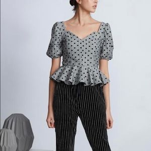 Isla peplum Polka Dot top NWT
